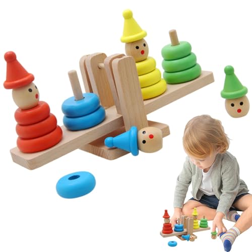 Kixolazr Bausteine-Spiele, Bausteine-Spielzeug - Balance-Bausteine, Stapelspielzeug aus Holz - Ringbauspielzeug, motorisches Lernspielzeug für Mädchen und Kinder von Kixolazr