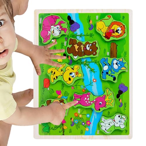 Kixolazr Holzsteckpuzzles,Holzpuzzles, Tiere Verkehrspuzzle für Kinder, Montessori-Puzzles, Vorschulspielzeug, Tierpuzzles für Kinder, Jungen, Mädchen von Kixolazr