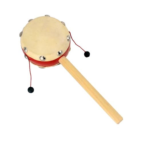 Kixolazr Rasseltrommel-Spielzeug, chinesische Rasseltrommel - Handschüttelrassel - Rasseltrommel im chinesischen Stil, Rasseltrommel aus Holz, traditionelles chinesisches Schlaginstrument für Kinder von Kixolazr