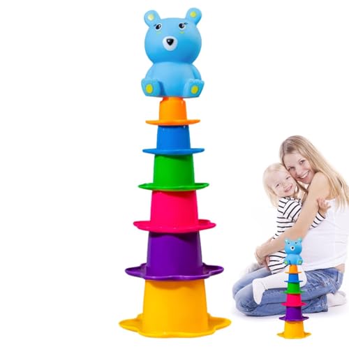 Kixolazr Stapelbecherspielzeug für Baby, Regenbogenstapelbecher | Kleinkindnistbecher für Bath,Baby -Stapelwasserspielzeug für Kinder, Mädchen, Freunde, Familie von Kixolazr