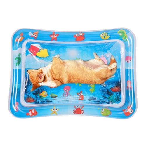 Kixolazr Wasserspielmatte für Kinder, verdicktes sensorisches Pad für Kinder, aufblasbare Wassermatte für Katze und Hund, sensorische Spielmatte mit Fisch für Haustiere, Meeresmotiv von Kixolazr