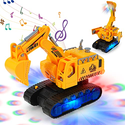 Kizeefun® Bagger Spielzeug, Ferngesteuerter Fahrend 2-in-1, Elektrischer Baggerroboter mit Musik und Licht, Automatisches Deformationstechnikfahrzeug für Jungen und Mädchen von Kizeefun