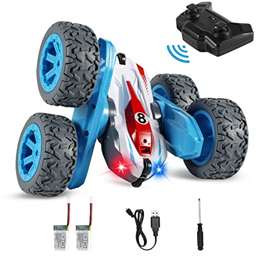 Kizmyee Ferngesteuertes Auto für Kinder, RC Stunt Car Spielzeug, 4WD 2,4 GHz Rotierende Doppelseitige Flips 360° RC Car Crawler Truck Fahrzeug Kinder Spielzeug für Jungen Mädchen von Kizmyee