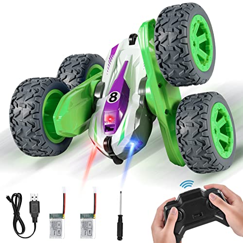 Kizmyee Ferngesteuertes Auto für Kinder, RC Stunt Car Spielzeug, 4WD 2,4 GHz Rotierende Doppelseitige Flips 360° RC Car Crawler Truck Fahrzeug Kinder Spielzeug für Jungen Mädchen von Kizmyee