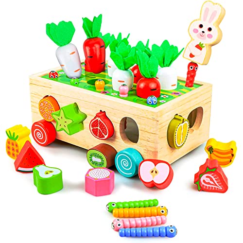 Kizmyee® Montessori Spielzeug ab 1 Jahr, 7 - in - 1 Baby Motorik für 12 Monate Jungen Mädchen, Montessori Sortierspiel Holzpuzzle, Lernspielzeug für Kinder Geburtztag Geschenk Ostergeschenke von Kizmyee