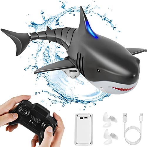 Kiztoys Ferngesteuertes Hai Spielzeug, 2.4GHz RC Boot Simulation Hai, Shark Pool Wasserspielzeug, Elektrischer Boot Ferngesteuert Spielzeug Geschenk für Jungen und Mädchen von Kiztoys