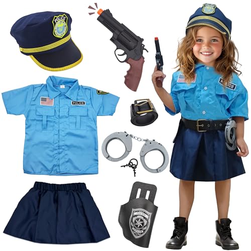 Polizisten-Kostüm für Kinder, Mädchen, Polizei-Kostüm für Kinder, Halloween-Kostüm für Mädchen, Kinder, Rollenspiel-Set, T4 von Kizzyland