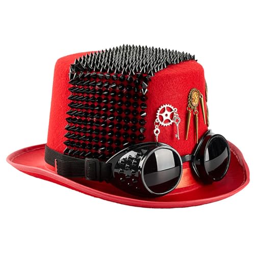 Klaisy Hut mit Nieten im Industriealter, mit Brille, dunkles Kostümzubehör, mechanisches Design, Gothic-Festival-Zubehör für Erwachsene Klaisy Hut mit Nieten im Industriealter, mit Brille, dunkles Kostümzubehör, mechanisches Design, Gothic-Festival-Zubehör für Erwachsene von Klaisy