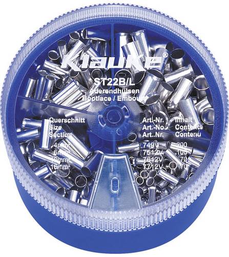 Klauke ST22B Aderendhülsen-Sortiment 4 mm², 6 mm², 10 mm², 16mm² Unisoliert Silber 440 Teile von Klauke