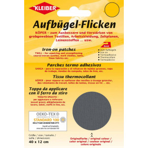 Kleiber Aufbügel-Flicken Baumwolle Dunkelgrau 40x12cm - 1 Stk von Kleiber