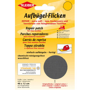 Kleiber Aufbügel-Flicken Zephir Baumwolle Dunkelgrau 40x12cm - 1 Stk von Kleiber