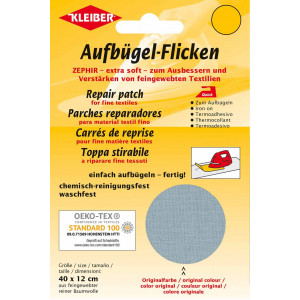 Kleiber Aufbügel-Flicken Zephir Baumwolle Hellgrau 40x12cm - 1 Stk von Kleiber