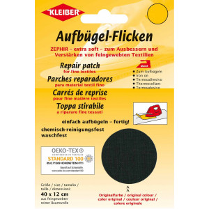 Kleiber Aufbügel-Flicken Zephir Baumwolle Schwarz 40x12cm - 1 Stk von Kleiber