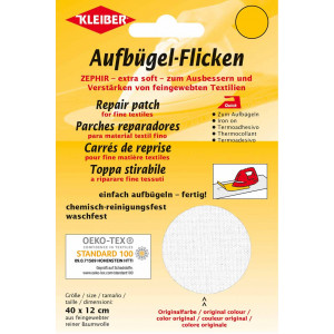 Kleiber Aufbügel-Flicken Zephir Baumwolle Weiß 40x12cm - 1 Stk von Kleiber