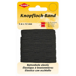 Kleiber Knopflochelastik Schwarz 12mm - 3m von Kleiber