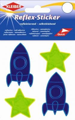 Selbstklebende reflektierende Aufkleber Stern und Rakete, gelb und blau, 4 Stück Selbstklebende reflektierende Aufkleber Stern und Rakete, gelb und blau, 4 Stück von Kleiber
