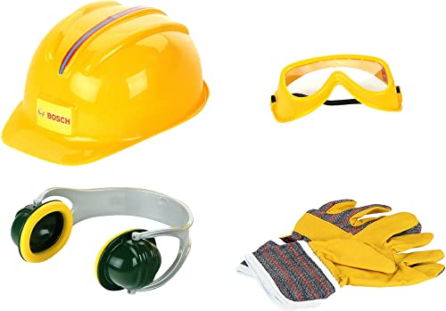 BOSCH Theo Klein 8537 Zubehör-Set | Hochwertige Arbeitshandschuhe, Brille, Ohrenschützer und Helm Design | Verpackungsmaße: 30 cm x 38 cm 10 cm | Spielzeug für Kinder ab 3 Jahren von Theo Klein