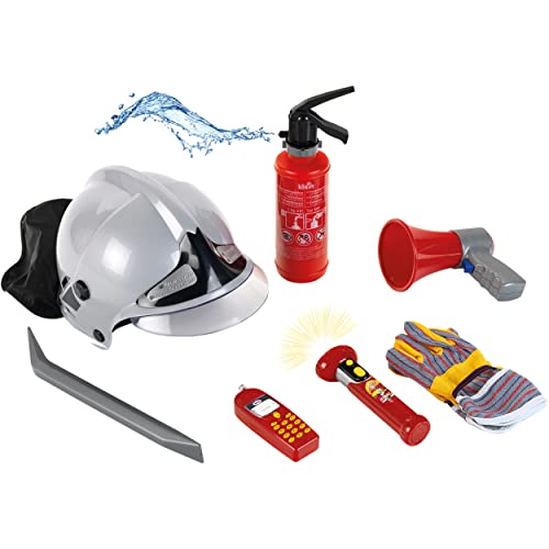 Theo Klein 8928 Feuerwehr-Set | 7-teiliges Set mit Helm, Taschenlampe und vielem mehr | Feuerlöscher mit Spritzfunktion | Verpackungsmaße: 52,4 cm x 35 cm x 20 cm | Spielzeug für Kinder ab 3 Jahren von Theo Klein