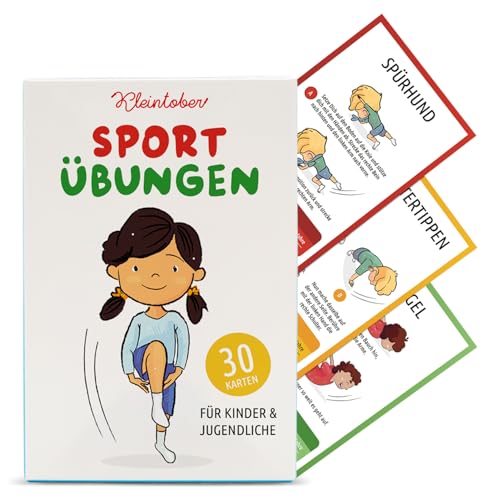 Kleintober I 30 Trainingskarten für Kinder & Jugendliche I Bewegungsspiele für Kinder spielerisch fit Werden I Sport Lernspiele ab 3 Jahre mit Motivations-Kick I Sportgeräte für Kinder von Kleintober