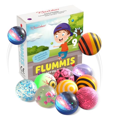 Kleintober Premium Flummi Set I mit Spielideen I 9 Flummis mittelgroß 35mm I Mitgebsel Kindergeburtstag I Jump Ball I Flummies für Kinder I Springball I Kindergeburtstag Gastgeschenke von Kleintober