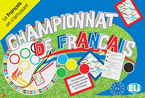 Championnat de français: Spielbrett + Zubehör. Spielplan, 2 Sets à 66 Karten, 60 farbige Spielsteine, Würfel, Anleitung von Klett