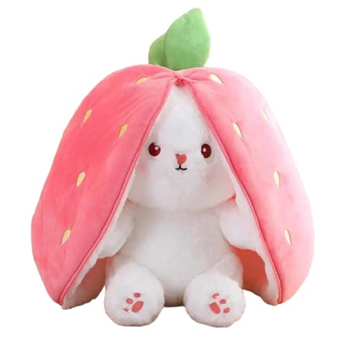 Hasen Verstecken Plüsch | Bunny Kuscheltier Hase Klein Kawaii Plush | Gefülltes Kaninchen Mit Karotten Und Erdbeeren, Plüschtier Hase, Hasenpuppe, Hasenplüsch, Weiches Plüsch Kawaii Kuscheltier von Klikkopers