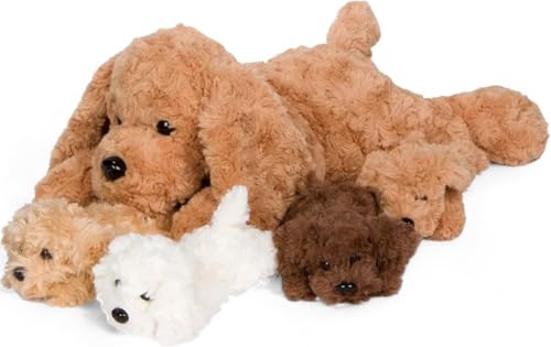 Hunde Kuscheltier mit Babys | Mama Hund mit 4 Baby Welpen, 5 Regenbogenmähnen Einhorn Welpen | Kuscheltier Hund mit 4 Babys | Spielzeugkissen für Mädchen im Alter von 3-8 Jahren (Kuschelhund) von Klikkopers