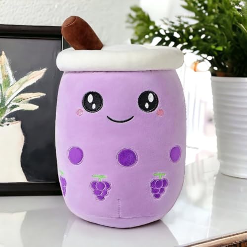 Klikkopers® - Kawaii-Kissen - Bubble Tea-Plüschtier - 30 cm bis 35 cm - Boba-Plüschtier - Babyrosa - Kawaii-Plüschtier - Squishy - Squish-Plüschtier (Purple) von Klikkopers