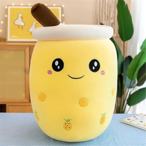 Klikkopers® - Kawaii-Kissen - Bubble Tea-Plüschtier - 30 cm bis 35 cm - Boba-Plüschtier - Babyrosa - Kawaii-Plüschtier - Squishy - Squish-Plüschtier (Yellow) von Klikkopers