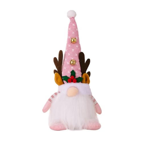 Kliplinc Weihnachtslampe mit Lampe, Rudolf-Puppe, Leuchtende Gesichtslose Puppe, Schlafzimmer, Festival, Geschenke, Weihnachtsmann-Dekoration, Langlebig, Einfach zu Verwenden, 40 X 13 cm, Rosa von Kliplinc