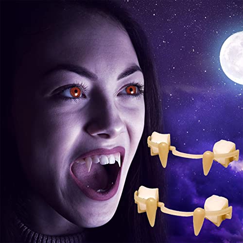 Kmljoee 3pcs einziehbare Halloween Vampirzähnen, kratzt Nicht das Zahnfleisch, schreckliche Vampirzähne Zähne, Vampirzähne künstliche Zähne, einziehbare Hosenträger, schreckliche Vampirzähne von Kmljoee