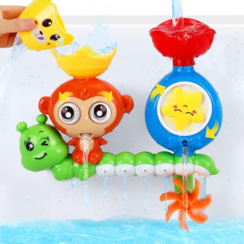 KmmiFF Badewannenspielzeug ab 1 Jahr, interaktives Wasserfall Badespielzeug Bad Spielzeug als Geburtstag Geschenke für Baby Mädchen Jungen von KmmiFF