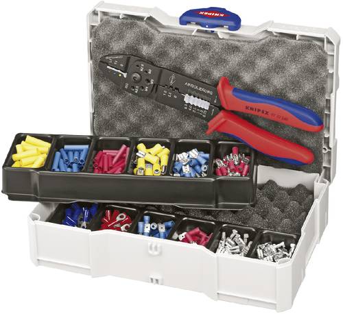 Knipex 97 90 25 Crimpzangen-Set 301teilig Isolierte Kabelschuhe, Unisolierte Steckverbinder, Flachst von Knipex