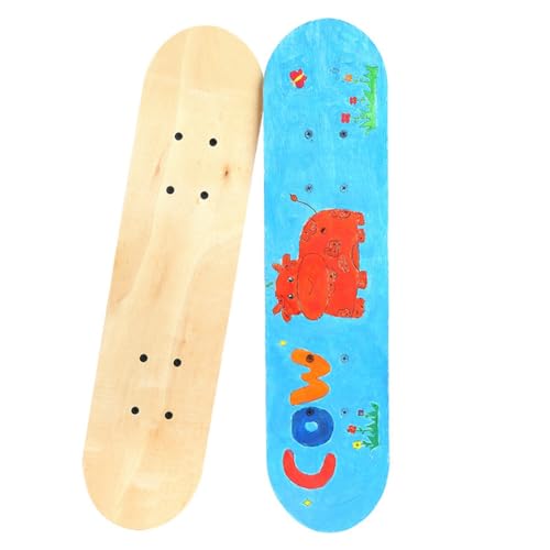 Knnuey 58,5 cm Skateboard-Deck, Ahorn-Skatebrett, für Erwachsene und Kinder, Selbstgemacht, Handbemalt, Dekoratives Brett, Doppelwippe von Knnuey