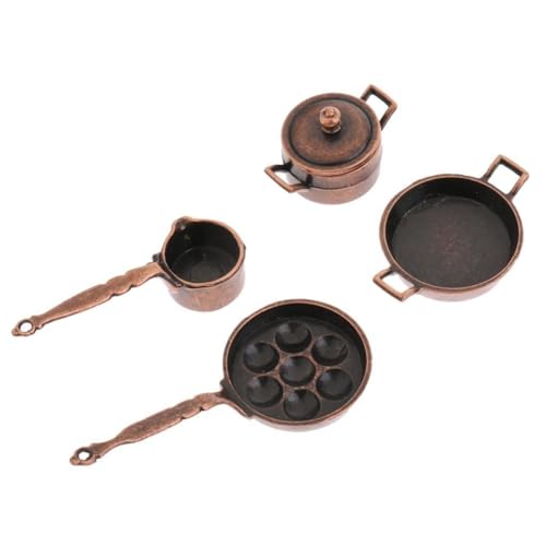Knnuey Puppenhaus Miniaturküche Kochgeschirr 4 Stück Metall von Knnuey