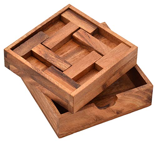 4 T Puzzle Box Large fantastisches Trickpuzzle, Knobelholz IQ Test, Holzpuzzle mit 4 T Buchstaben, T Puzzle, Vier T Buchstaben in Box puzzeln, Knobelspiel, Knobelbox, Legepuzzle von Knobelholz.de