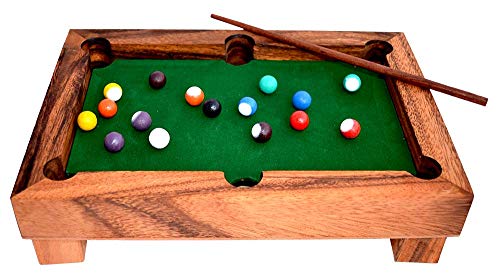 Billardtisch Mini Pool Spiel Billard für das Büro Knobelholz Unterhaltungsspiel Holzspiel Geduldspiel Knobelspiel von Knobelholz.de
