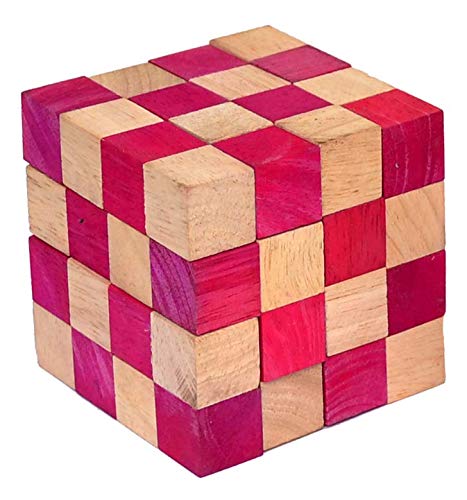 Cobra Cube Large red, Schlangenwürfel Anaconda rot Large, Würfelschlange 4x4x4 Knobelholz Puzzle IQ Puzzle Cobra Cube, Snake Cube, Anaconda Brain Teaser IQ Test 3D Puzzle von Knobelholz.de