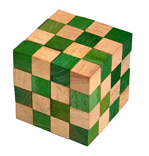 Cobra Cube medium Green, Schlangenwürfel Anaconda grün medium, Würfelschlange 4x4x4 Knobelholz Puzzle IQ Puzzle Cobra Cube, Snake Cube, Anaconda Brain Teaser IQ Test 3D Puzzle von Knobelholz.de