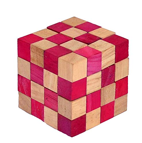 Cobra Cube medium red, Schlangenwürfel Anaconda rot medium, Würfelschlange 4x4x4 Knobelholz Puzzle IQ Puzzle Cobra Cube, Snake Cube, Anaconda Brain Teaser IQ Test 3D Puzzle von Knobelholz.de