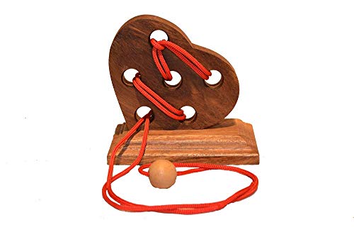 Heart Puzzle 1 mit Standfuß, EIN schönes Schnurpuzzle mit Herz aus Holz, Knobelholz Geschenkidee für verliebte, Puzzle, Holzpuzzle, Knobelspiel, Knobelbox, IQ Puzzle, Brain Taeser von Knobelholz.de