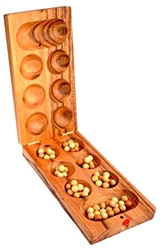 Kalaha afrikanisches Bohnenspiel Mancala Large Knobelholz Strategiespiel Kinderspiel für Feinmotorik und Konzentration für 2 Spieler von Knobelholz.de