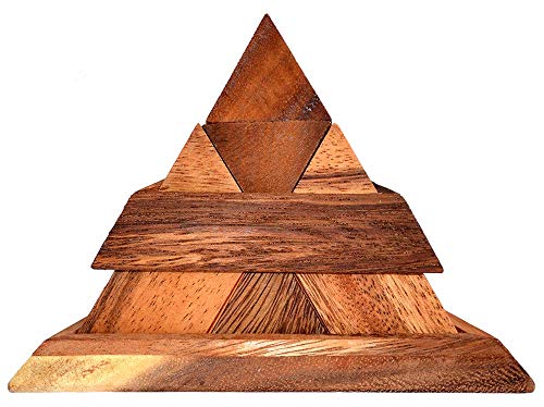 Pyramide 14 pcs Brown 3D Holzpyramiden Puzzle in Natur braun, Knobelholz IQ Puzzle 14 Teile ergeben einen Pyramide Kinderpuzzle, Blockbuilder, IQ Test, Knobelspiel, Wooden Brain Teaser von Knobelholz.de