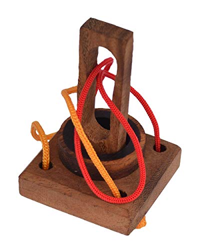 Ring Puzzle small Tricky Schnurpuzzle aus Holz, befreie den Ring komplett aus dem Spiel, Knobelholz Trickspiel, Knobelspiel, IQ Puzzle, Holzpuzzle mit Schnur, String Puzzle, Knobelbox, von Knobelholz.de