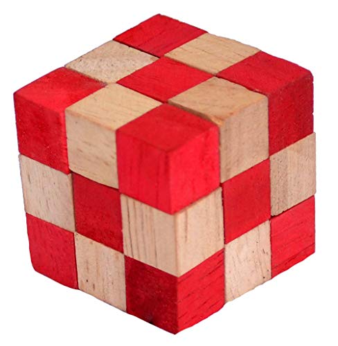 Snake Cube medium red, Schlangenwürfel rot medium Würfelschlange Knobelholz Puzzle IQ Puzzle Cobra Cube, Snake Cube 3x3x3 Brain Teaser IQ Test 3D Puzzle Kinderpuzzle Holzspielzeug von Knobelholz.de