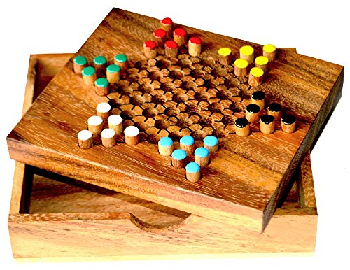 Sternhalma Box small mit 6 Stecker pro Spieler Strategiespiel bis zu 6 Spieler Halmabrett Knobelholz Gesellschaftsspiel Steckhalma Halma Chinese Checker von Knobelholz.de