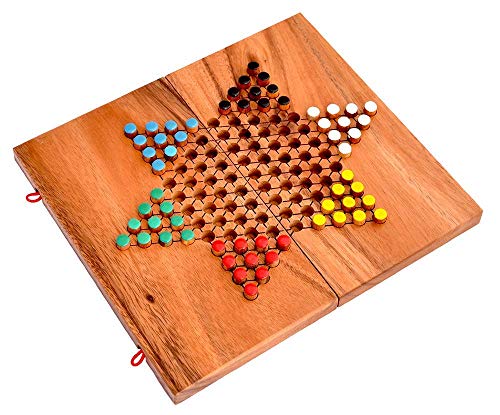 Knobelholz Sternhalma Halma Klappbrett Strategiespiel bis zu 6 Spieler Halmabrett Gesellschaftsspiel Steckhalma Chinese Checker Klappbrett von Knobelholz.de