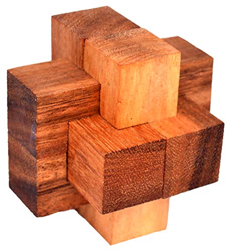 Teufelsknoten medium, Notec Cube medium Knobelholz Puzzle nur 6 Teile, Urknoten, Holzknoten Puzzle, Holzpuzzle, IQ Puzzle, Tischlerknoten, Zimmermannsknoten, Puzzle, Knobelspiel, Interlock von Knobelholz.de