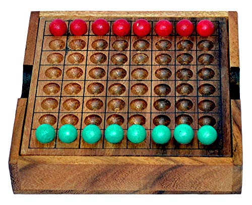 Knobelholz Thai Checker Strategie Spiel für 2 Personen Unterhaltungsspiele Reisespiele Holzspiele von Knobelholz.de