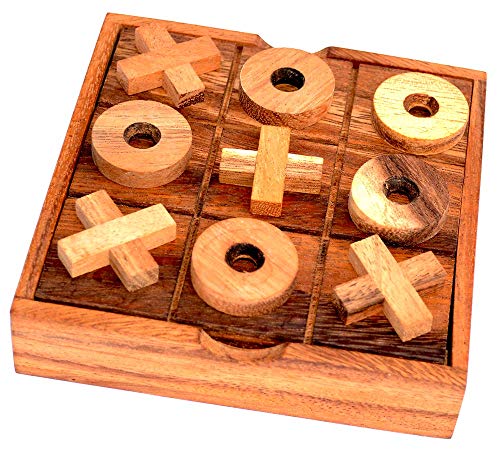 Tic Tac Toe Box, Knobelholz Strategiespiel Käsekästchen in Einer Holzbox mit X und O EIN Spiel für 2 Spieler Kinderspiel Gesellschaftsspiel Brettspiel von Knobelholz.de